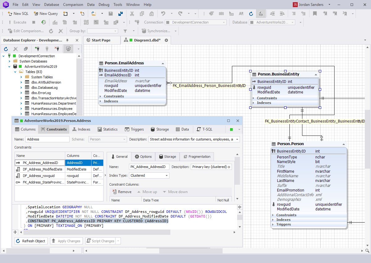 SQL Database Designer: Working with database relations