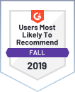 G2 Users Most Likely To Recommend Fall 2019