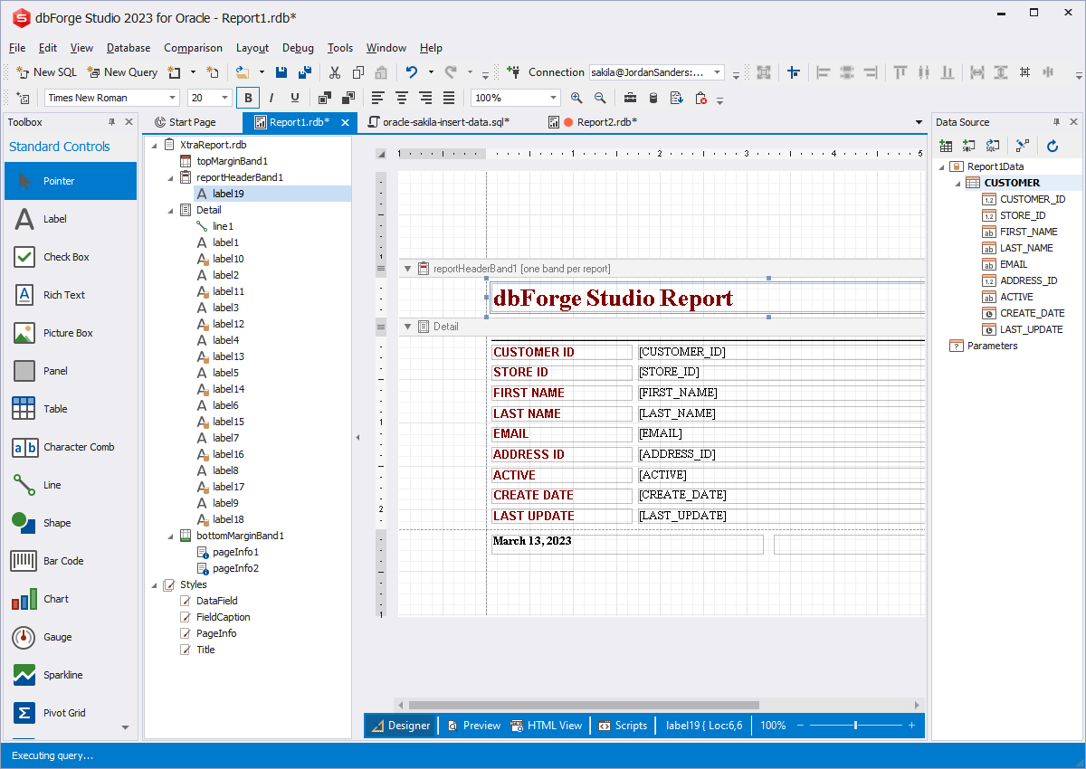 dbForge Studio für Oracle - Analyse und Datenberichterstattung