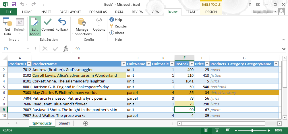 Edit Oracle data in Excel