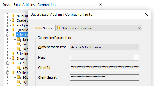 Manage Salesforce Connections in Excel