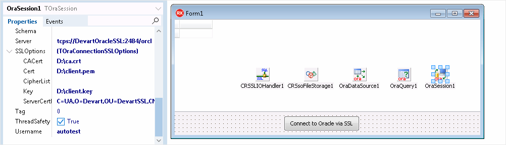 Connect to Oracle Using SSL Certificates and Keys