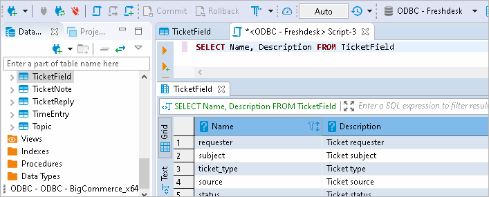 Execute SQL query in DBeaver against Freshdesk database