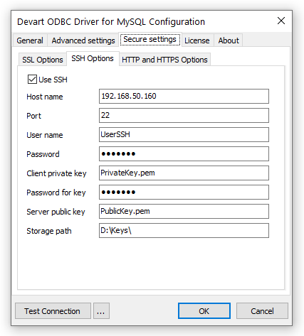 SSH Connection in ODBC Driver for MySQL