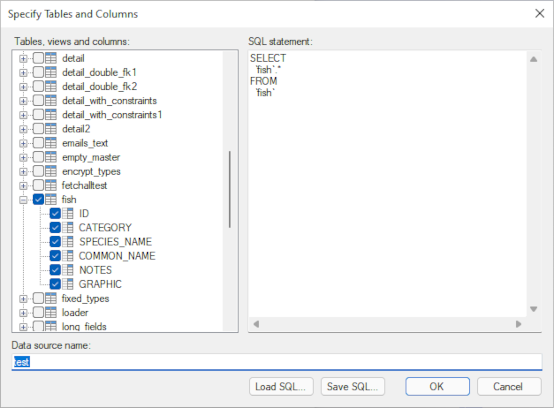 Specify Tables and Columns