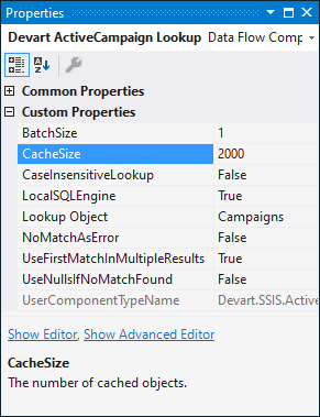 Devart ActiveCampaign Lookup properties