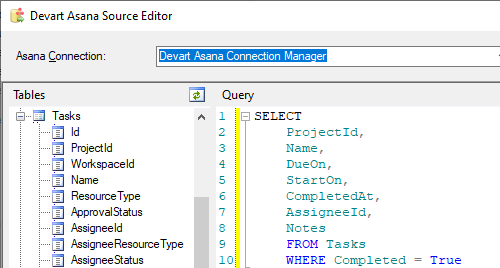 Devart Asana Source Editor