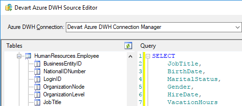 Devart AzureDWH Source Editor