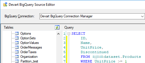 Devart BigQuery Source Editor