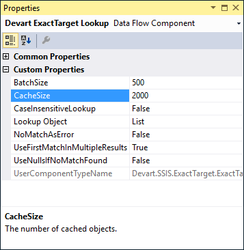 Devart ExactTarget Lookup properties