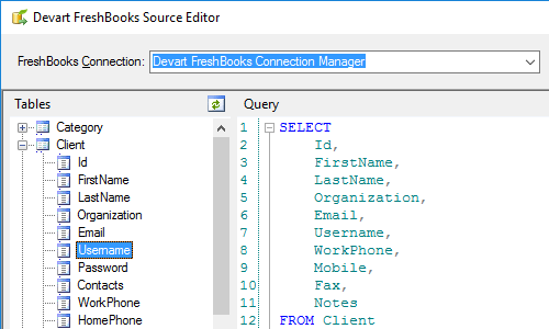 Devart FreshBooks Source Editor