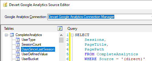 Devart Google Analytics Source Editor