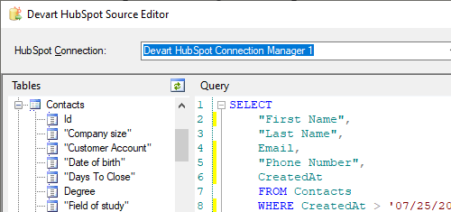 Devart HubSpot Source Editor
