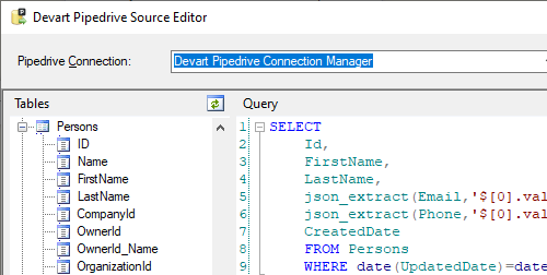 Devart Pipedrive Source Editor