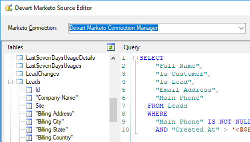Devart Marketo Source Editor