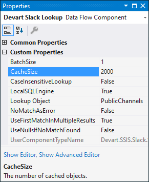 Devart Slack Lookup properties