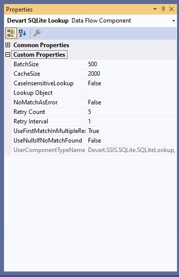 Devart SQLite Lookup properties